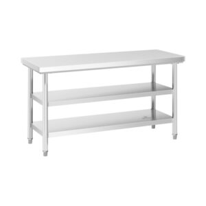 Rozsdamentes acél asztal - ECO - 150 x 60 cm - 600 kg - közbenső polc - Royal Catering