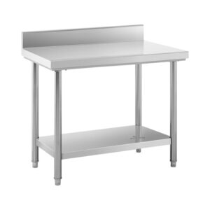 Rozsdamentes acél munkaasztal - ECO - 100 x 60 cm - 114 kg - hátsó perem - Royal Catering