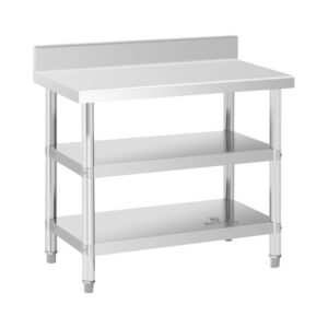 Rozsdamentes acél munkaasztal - ECO - 100 x 60 cm - 199 kg - közbenső polc - Royal Catering