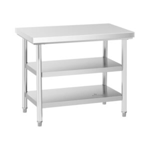 Rozsdamentes acél munkaasztal - ECO - 100 x 60 cm - 600 kg - köztes polc - Royal Catering