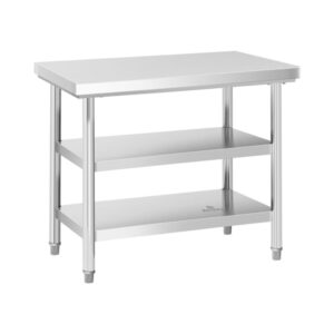 Rozsdamentes acél munkaasztal - ECO - 100 x 70 cm - 600 kg - közbenső polc - Royal Catering