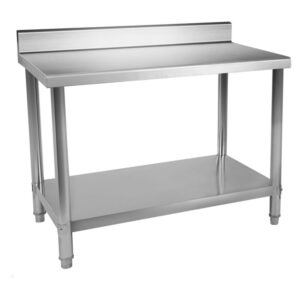 Rozsdamentes Acél Munkaasztal - Eco - 120 X 60 Cm - 137 Kg - Hátsó Perem - Royal Catering- Royal Catering