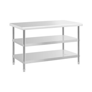 Rozsdamentes acél munkaasztal - ECO - 120 x 70 cm - 200 kg - közbenső polc - Royal Catering