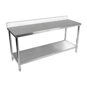 Rozsdamentes acél munkaasztal - ECO - 180 x 60 cm - 182 kg - hátsó perem - Royal Catering