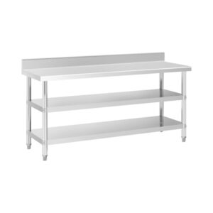 Rozsdamentes acél munkaasztal - ECO - 180 x 60 cm - 226 kg - közbenső polc - Royal Catering