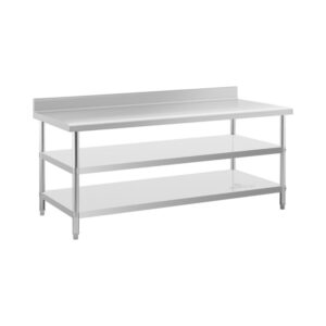 Rozsdamentes acél munkaasztal - ECO - 200 x 90 cm - 240 kg - közbenső polc - Royal Catering