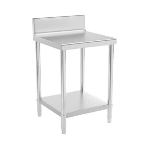 Rozsdamentes acél munkaasztal - ECO - 60 x 60 cm - 150 kg - hátsó peremmel - Royal Catering