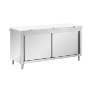 Rozsdamentes acél munkaszekrény - 180 x 60 cm - 500 kg terhelhetőség - tartalmazza Vágódeszka - Royal Catering