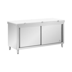Rozsdamentes acél munkaszekrény - 180 x 70 cm - 500 kg terhelhetőség - tartalmazza Vágódeszka - Royal Catering