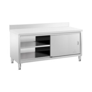 Rozsdamentes Acél Munkaszekrény - Eco - 180 X 70 Cm - 600 Kg - Hátsó Perem - Royal Catering