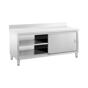 Rozsdamentes acél munkaszekrény - ECO - 200 x 70 cm - 600 kg - hátsó perem - Royal Catering