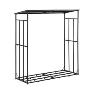 Tűzifatároló - tetővel - 300 kg - 161 x 65 x 177 cm - acél - fekete | hillvert