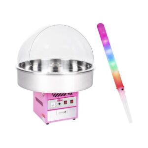 Vattacukor készítő gép készlet LED pálcikákkal - 72 cm - 1.200 W - szélfogó bura - 50 db | Royal Catering