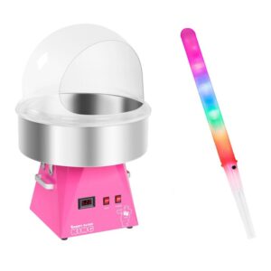 Vattacukor készítő gép készlet pálcikákkal - búrával - 52 cm - 1030 watt - pink | Royal Catering
