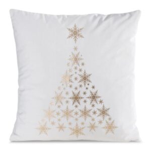 Fehér karácsonyi díszpárnahuzat arany karácsonyfával szélesség: 45 cm | hosszúság: 45 cm