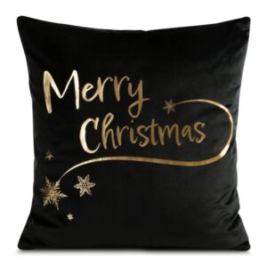 Fekete karácsonyi díszpárnahuzat MERRY CHRISTMAS szélesség: 45 cm | hosszúság: 45 cm
