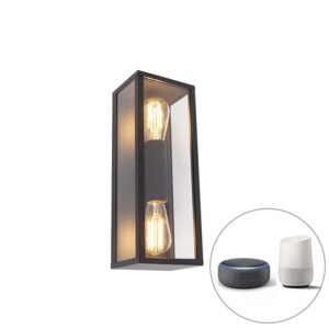 Intelligens fali lámpa fekete 38 cm 2-fényes IP44 Wifi ST64 - Charlois