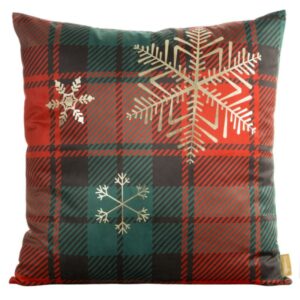 Kockás karácsonyi díszpárnahuzat hópelyhekkel szélesség: 60 cm | hosszúság: 60 cm