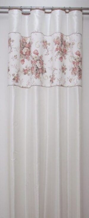 Krémes kakaó színű drapéria virág motívummal Szélesség: 140 cm | Hossz: 250 cm (1 darabos készletben)