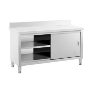 Rozsdamentes acél munkaszekrény - ECO - 150 x 60 cm - 600 kg - hátsó perem - Royal Catering