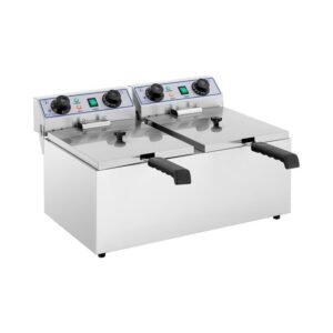 Dupla elektromos olajsütő - 2 x 8 l - 6400 W - Időzítővel - Royal Catering