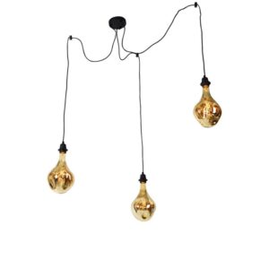 Függesztett lámpa fekete 3 fényes LED borostyánsárga fényerőszabályzóval - Cava Luxe