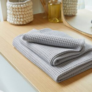 Fürdőszobai Textil Méhsejtmintás 320G/M2 Szürke Törölköző 50X100 Cm