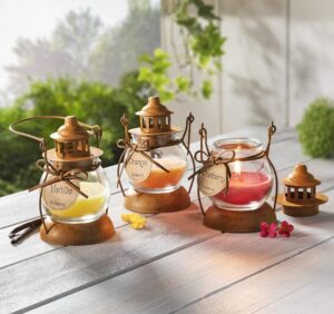 3 Db Illatgyertya Lanterns Rusty Bronz 3 Db