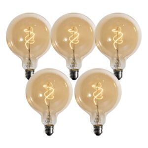 5 darabos E27 dimmelhető LED izzókészlet spirál filament arany G125 4W 270 lm 2700K