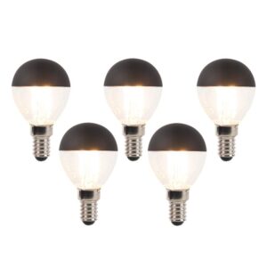 5 db E14-es dimmelhető LED izzószál izzó szett P45 fekete 300 lm 2700 K