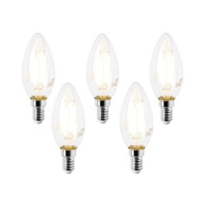 5 db E14 LED izzó szett B35 átlátszó 2
