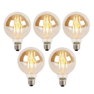 5 db E27 3 fokozatú dimmelhető LED izzó G95 arany üveg 5W 380lm 2200K