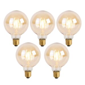 5 db E27 3 fokozatú dimmelhető LED izzó G95 Goldline 5W 530lm 2200K szett