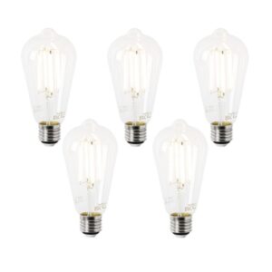 5 db E27 LED izzó ST64 átlátszó 2
