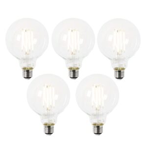 5 db E27 LED izzó szett G95 átlátszó 2