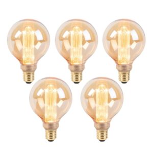 5 db G95 E27 LED izzó szett 5W 1800K borostyán 3 fokozatú dimmelhető