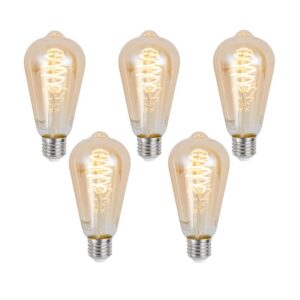 5 db Okos E27 Dimmelhető LED Izzó ST64 Borostyán 4.9W 320lm 2500K