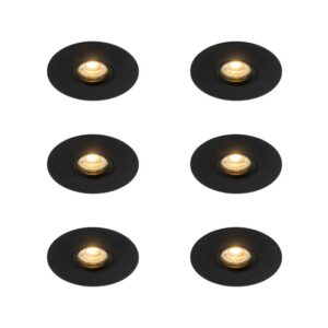 6 db Modern süllyesztett folt fekete 12 cm - Buco