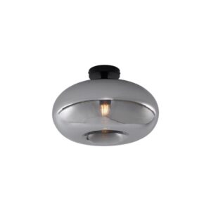 Art Deco mennyezeti lámpa fekete füstüveggel 40 cm - Busa