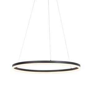 Design gyűrűs függőlámpa fekete 80cm LED-del és fényerőszabályzóval - Anello