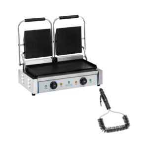 Dupla kontakt grill és grillkefe készlet - sima - 2 x 1.800 W | Royal Catering