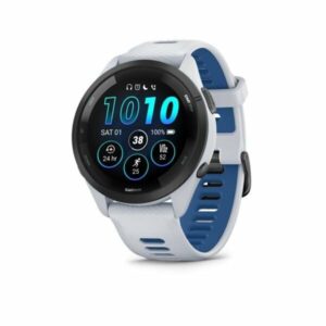 Garmin Forerunner 265 futóóra fehér-kék szilikon szíjjal (010-02810-11)
