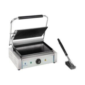 Kontakt grill és grillkefe készlet - 2.200 W - felül bordázott | Royal Catering