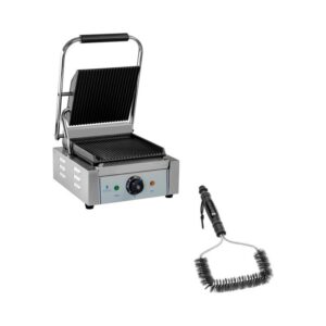 Kontakt grill és grillkefe készlet - bordázott - 1.800 W | Royal Catering