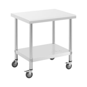 Rozsdamentes acél asztal kerekekkel - PREMIUM - 60 x 80 cm - 135 kg - Royal Catering