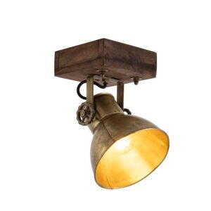 Ipari mennyezeti spotlámpa bronz fa díszítéssel 18 cm - Mangoes