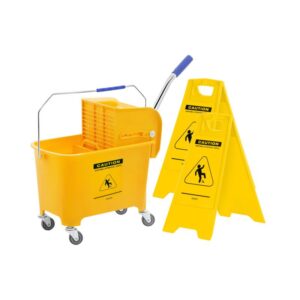 Takarítókocsi Facsaróval És 2 Figyelmeztető Tábla Készlet - 20 L | Ulsonix