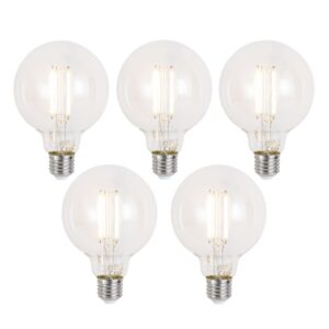 5 db Okos E27 Dimmelhető LED Izzó G95 Átlátszó 7W 806lm 2700-6500K