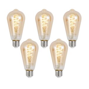 5 db Okos E27 Dimmelhető LED Izzó ST64 Borostyán 4.9W 320lm 2500K