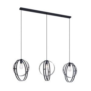 Design függőlámpa fekete téglalap alakú 3-lámpás - Indu